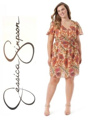 Jessica Simpson Apricot Vilma Button Front Dress  Size 2X